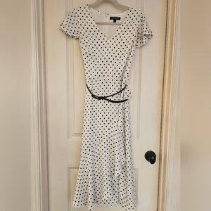 Ralph Lauren White Midi Dress with Black Polka Dots